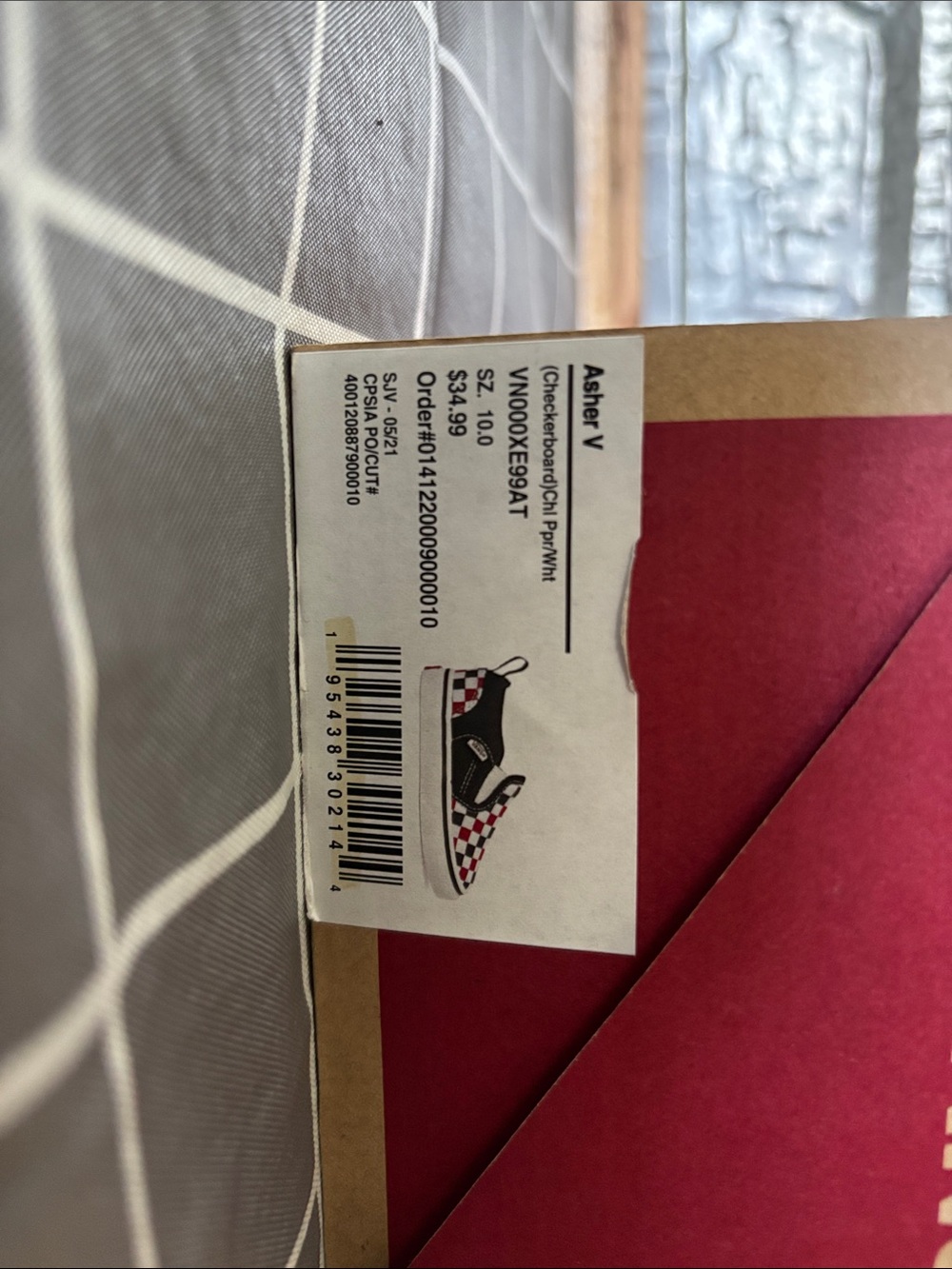 Vans Kids Checkerboard Slip-On Sneakers Black Red White